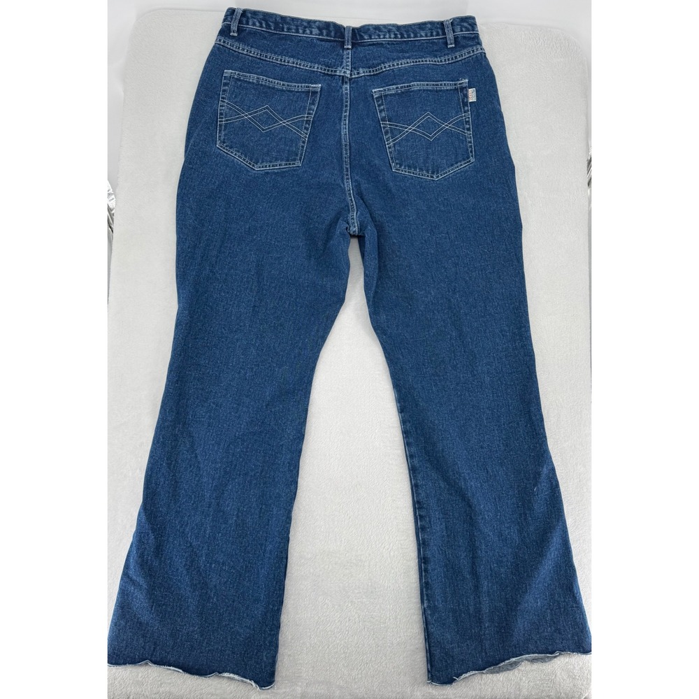 Revolt Vintage Floral Embroidered Scallop Hem Jeans Blue Wide Leg Plus Size 20 - Picture 5 of 6